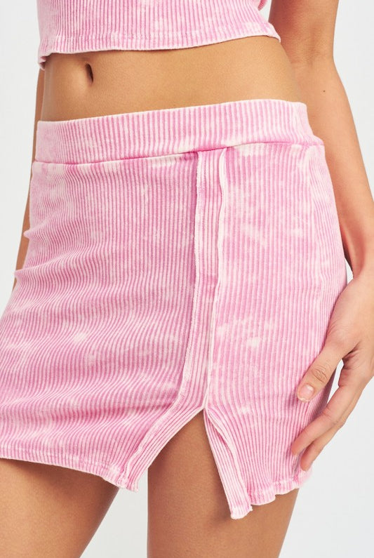 Shelby Washed Side Slit Mini Skirt - Elysian Couture