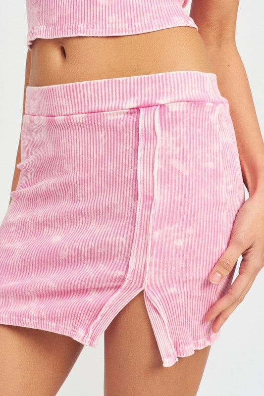 Shelby Washed Side Slit Mini Skirt - Elysian Couture