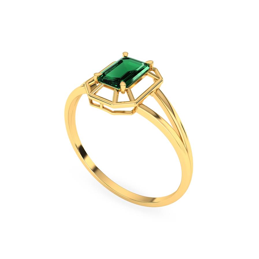 Emerald 18K Solid Gold Ring - Elysian Couture