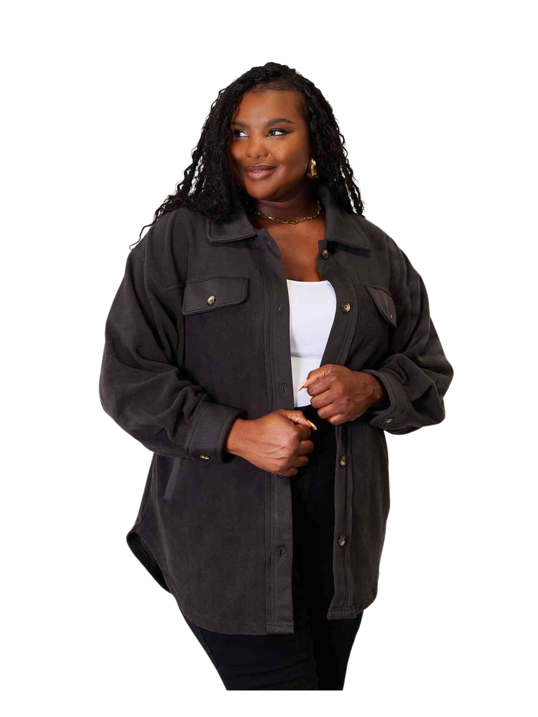 Mara Button Down Shacket - Elysian Couture