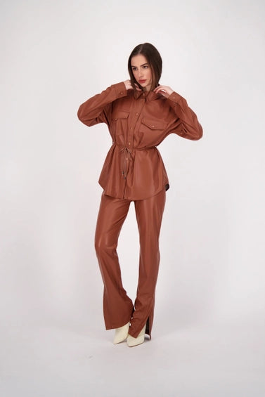 Vegan Leather Shacket - Elysian Couture