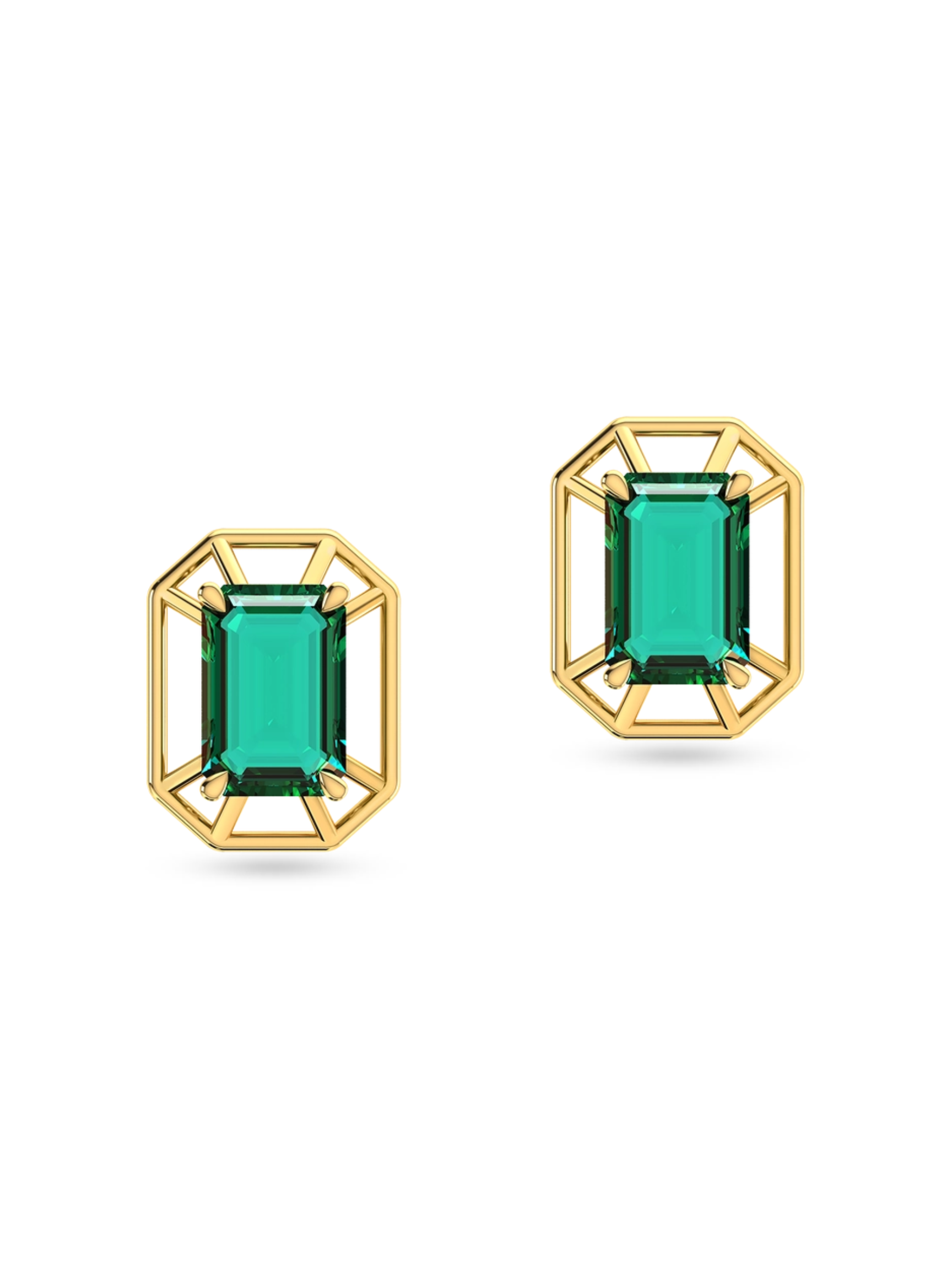 Emerald 18K Solid Gold Studs - Elysian Couture