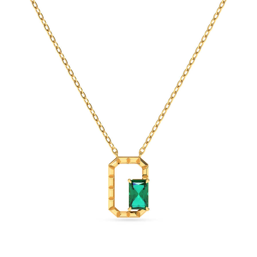 Emerald 18K Solid Gold Necklace - Elysian Couture