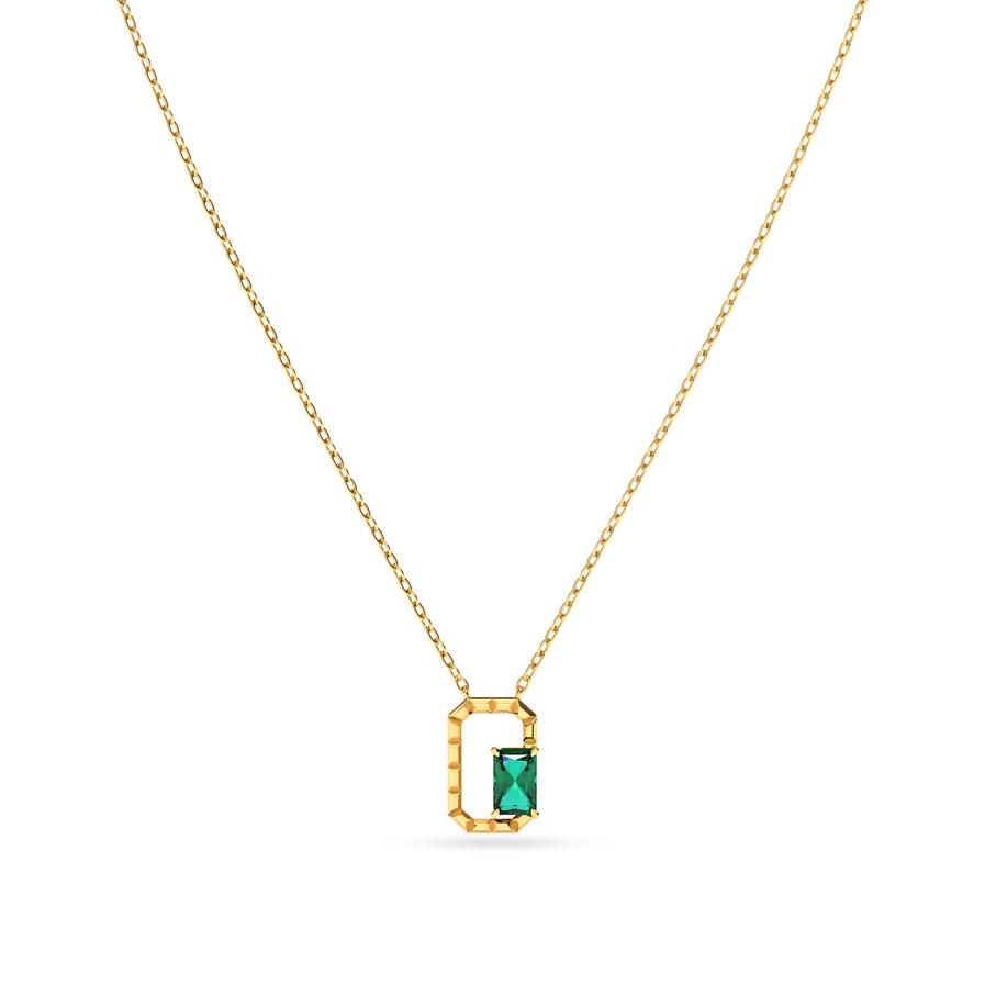 Emerald 18K Solid Gold Necklace - Elysian Couture