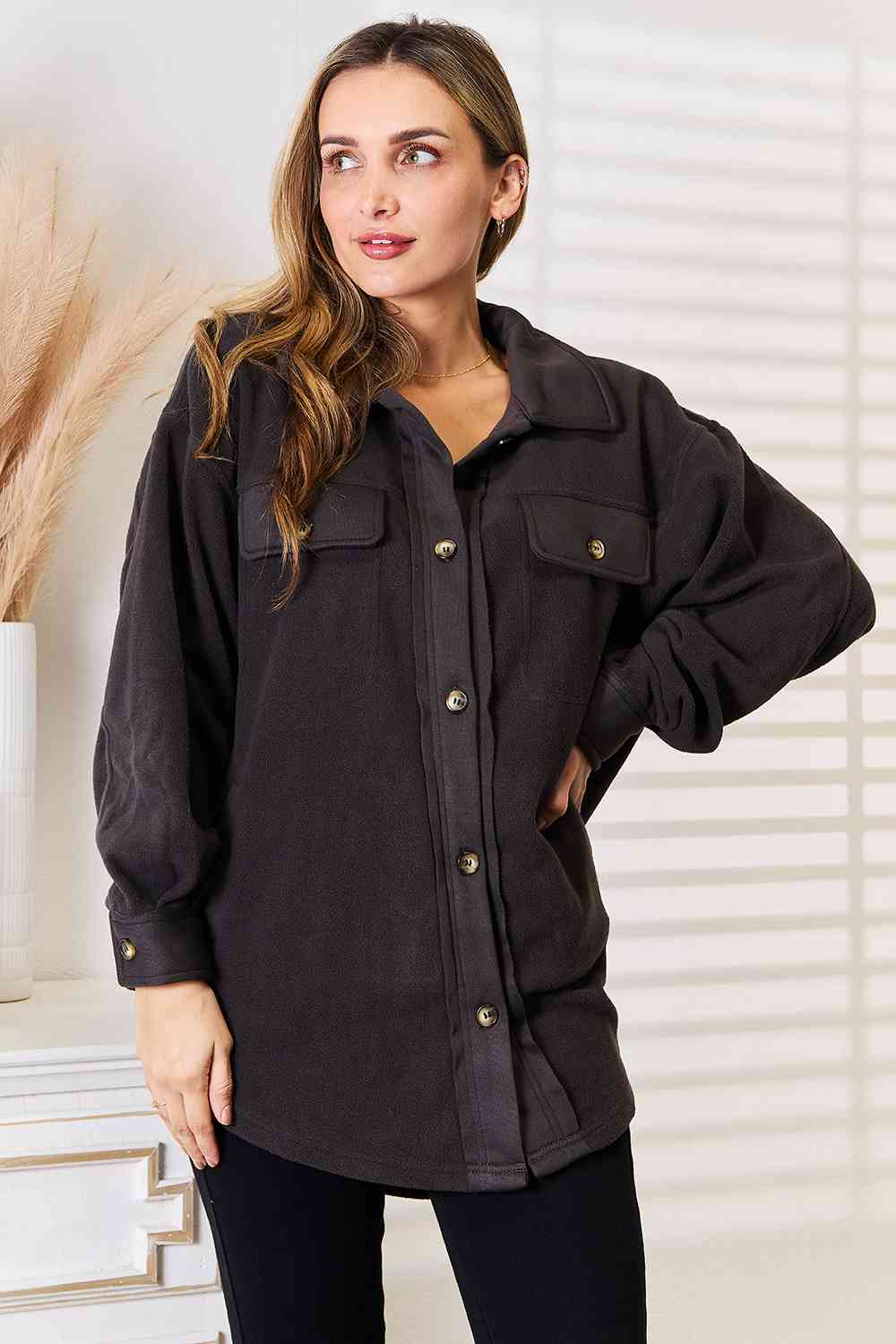 Mara Button Down Shacket - Elysian Couture