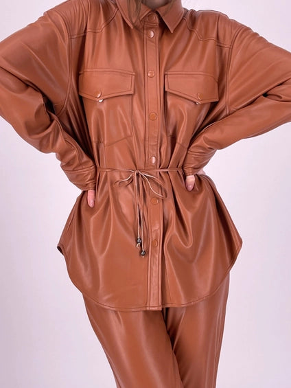 Vegan Leather Shacket - Elysian Couture